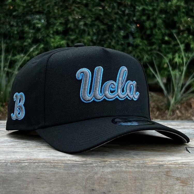 New Era UCLA Bruins Black Gray-Blue Outline Script 940 A-Frame