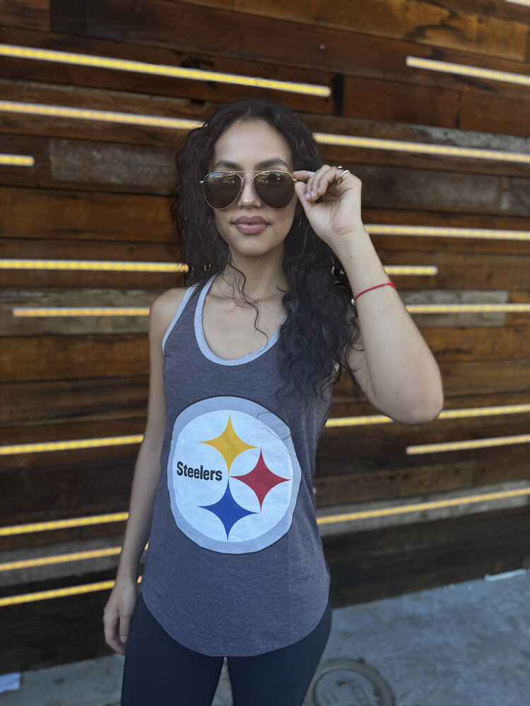 Majestic Steelers W Tank Tested Charcoal