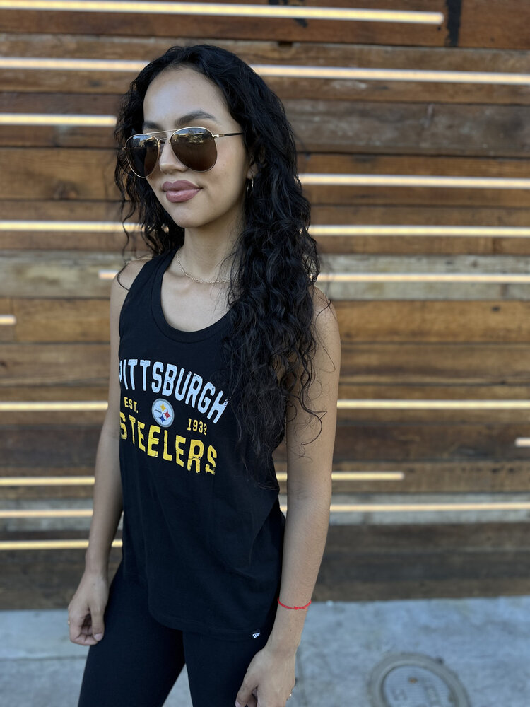 New Era Steelers W NE Black Scoop Tank