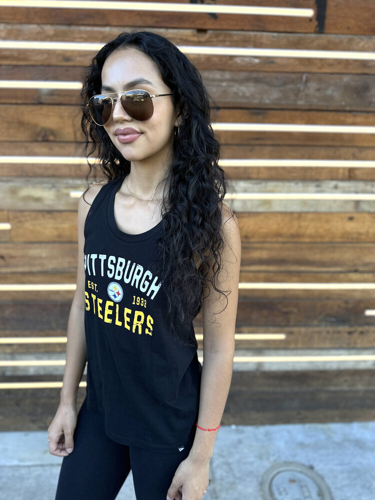 New Era Steelers W NE Black Scoop Tank