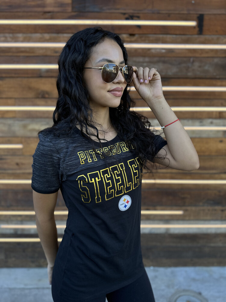 New Era Steelers W NE Black Space Dye S/S Crew Tee