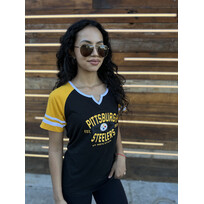 New Era Steelers W NE Black Yellow Established S/S Notch Tee