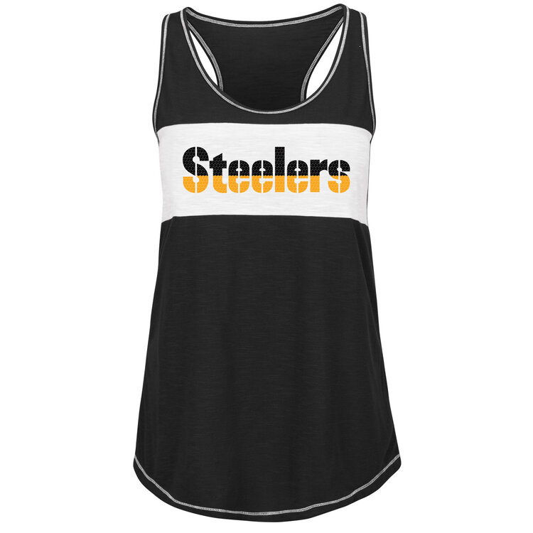 Majestic Steelers W Game Time Glitz Tank