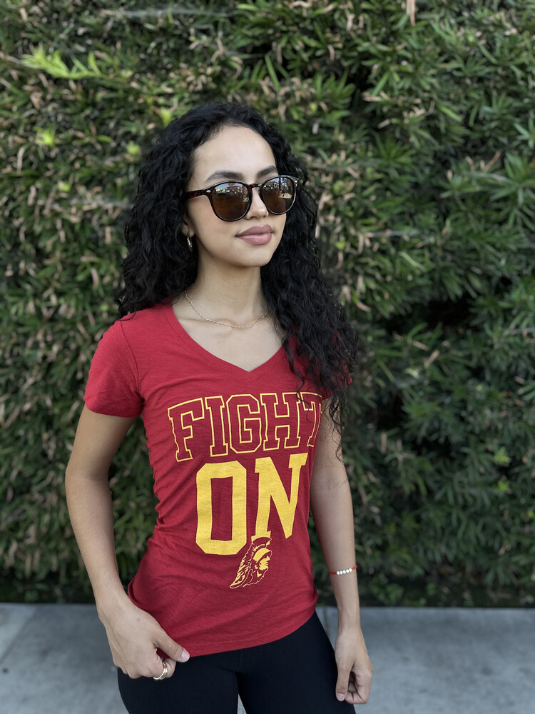 NCAA USC Trojans W V-Neck Fight Cardinal