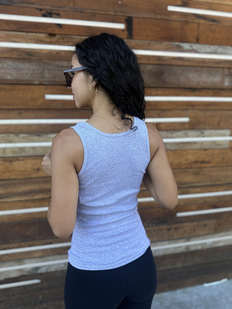 USC Trojans W Gray Ribbed SC Tank