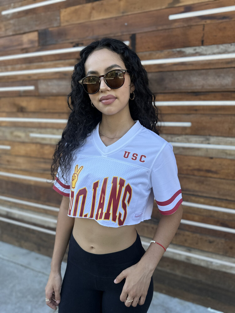 Mitchell and Ness USC Trojans M&N Women's White Cropped Fashion Jersey
