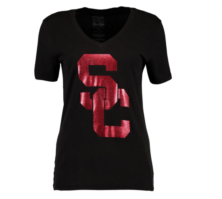 NCAA USC Trojans W V-Neck Shout Black
