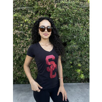 NCAA USC Trojans W V-Neck Shout Black