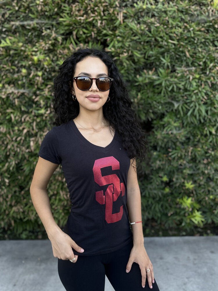 NCAA USC Trojans W V-Neck Shout Black