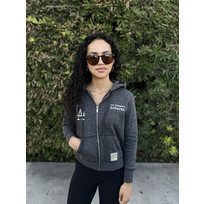 Mitchell and Ness LA Dodgers M&N Women's Charcoal Full-Zip Waist Length Crop Hoodie