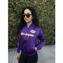 Mitchell and Ness LA Lakers M&N Women's Crop Satin Jacket Purple