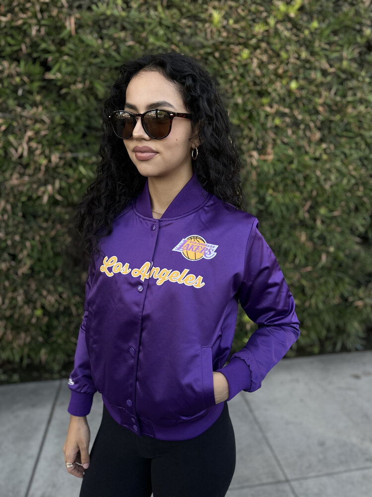 Mitchell and Ness LA Lakers M&N Women's Crop Satin Jacket Purple