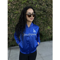 Mitchell and Ness LA Dodgers M&N Women's Crop Satin Jacket Royal