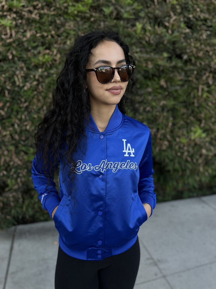 Mitchell and Ness LA Dodgers M&N Women's Crop Satin Jacket Royal