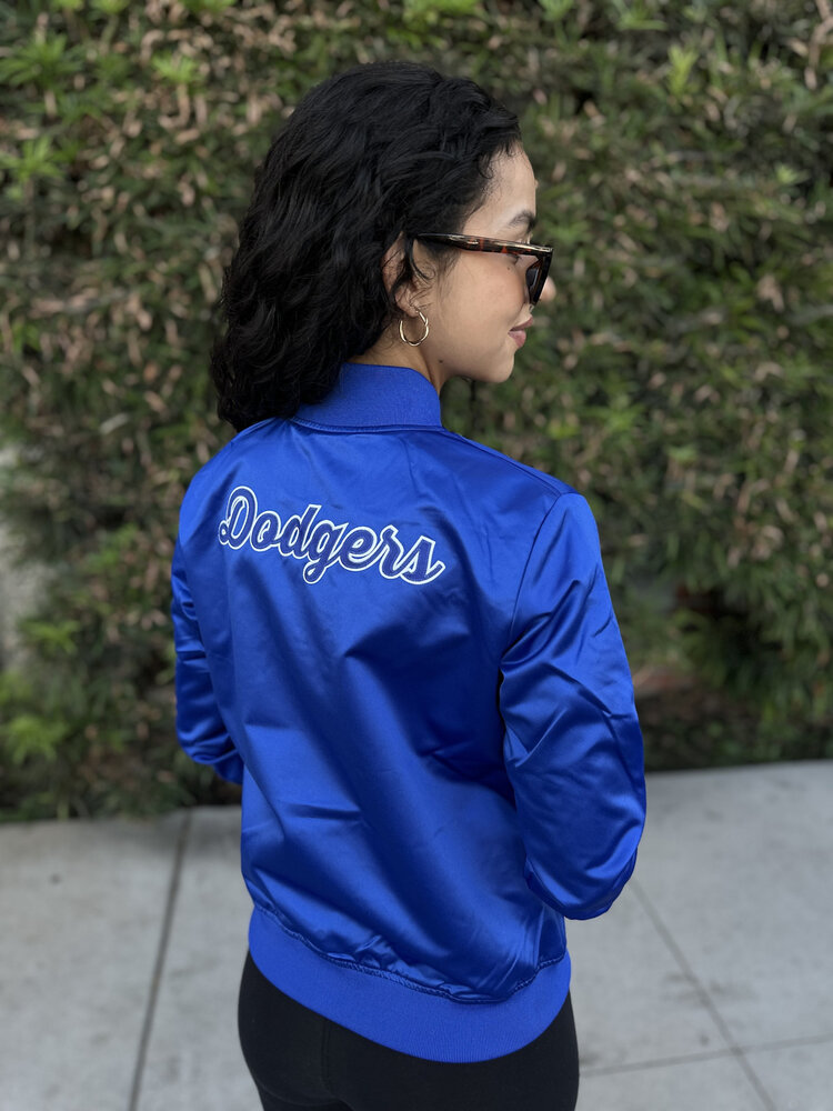 Mitchell and Ness LA Dodgers M&N Women's Crop Satin Jacket Royal