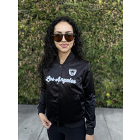 Mitchell and Ness Raiders M&N Women's Crop Satin Jacket Black