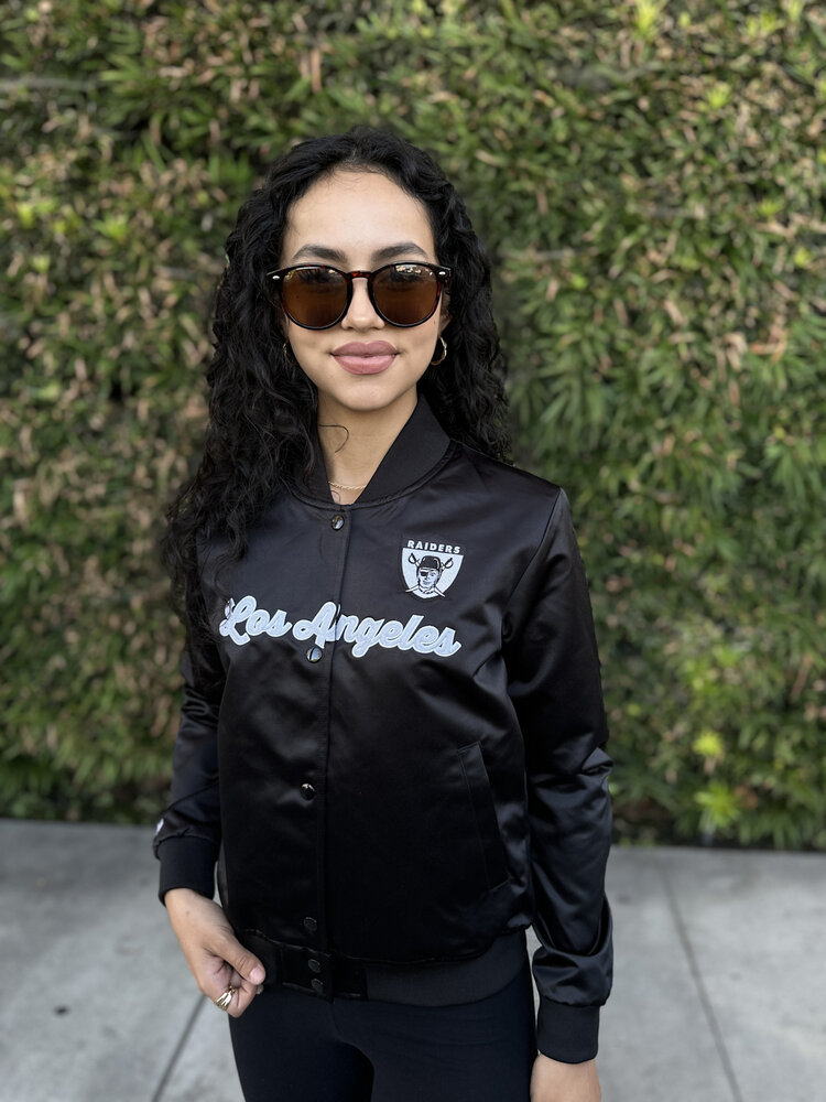 Mitchell and Ness Raiders M&N Women's Crop Satin Jacket Black