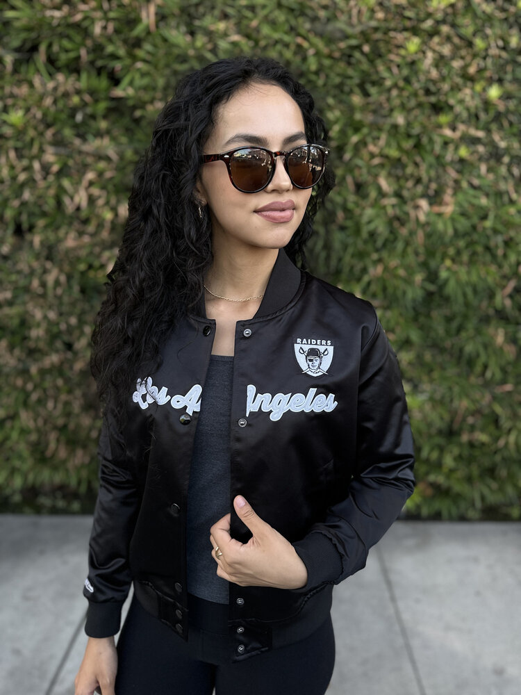 Mitchell and Ness Raiders M&N Women's Crop Satin Jacket Black