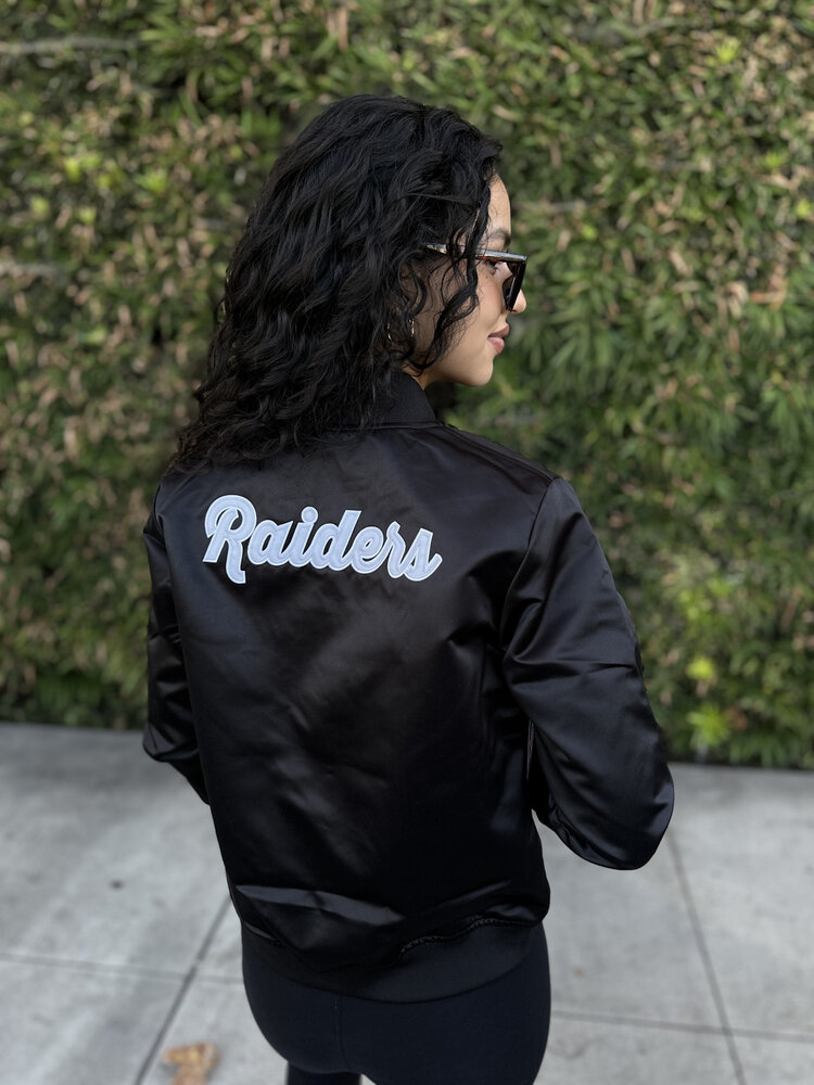 Mitchell and Ness Raiders M&N Women's Crop Satin Jacket Black