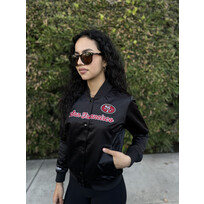 Mitchell and Ness 49ers M&N Women's Crop Satin Jacket Black