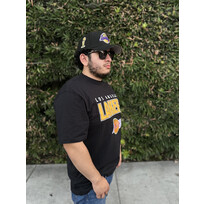 Mitchell and Ness Lakers Men's M&N Throw It Back Premium Vintage Logo SS Tee