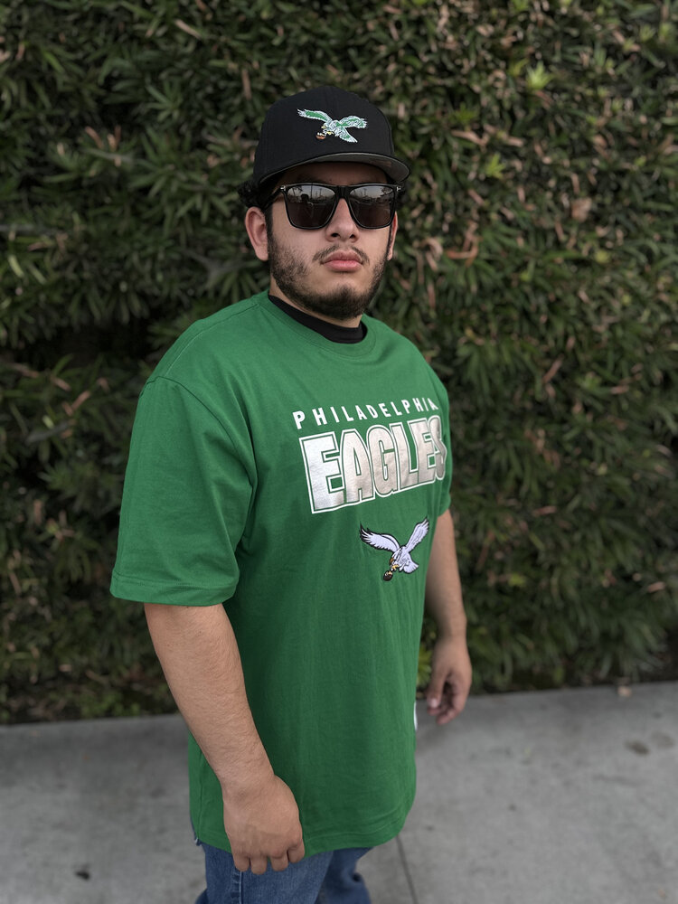 Mitchell and Ness Eagles Men's M&N Throw It Back Premium Vintage Logo SS Tee