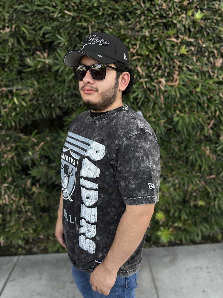 New Era Raiders NE Black Team Football Mineral Wash SS Tee