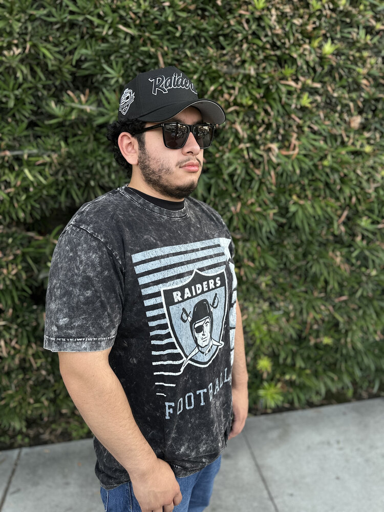 New Era Raiders NE Black Team Football Mineral Wash SS Tee