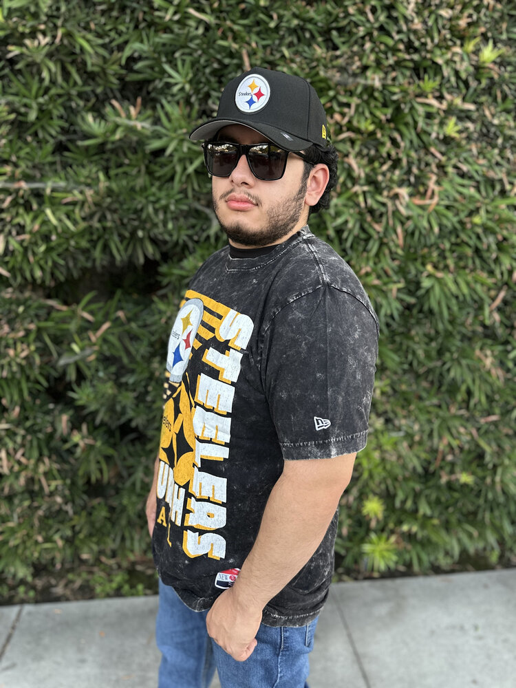 New Era Steelers NE Black Team Football Mineral Wash SS Tee