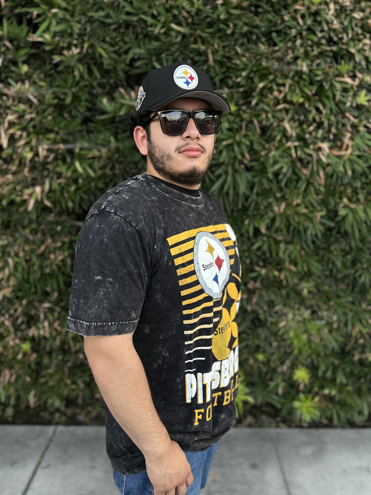 New Era Steelers NE Black Team Football Mineral Wash SS Tee