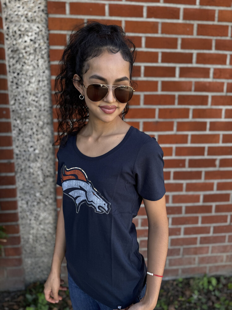 47 Brand Broncos W Lux Sequins Runback Scoop Navy