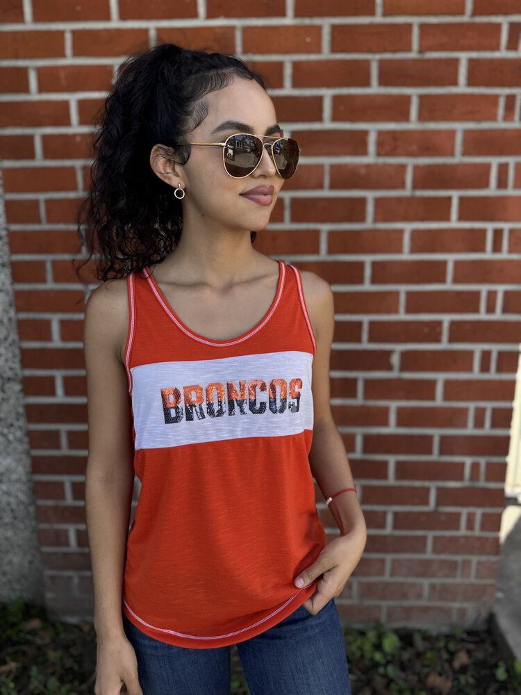 Majestic Broncos W Game Time Glitz Tank