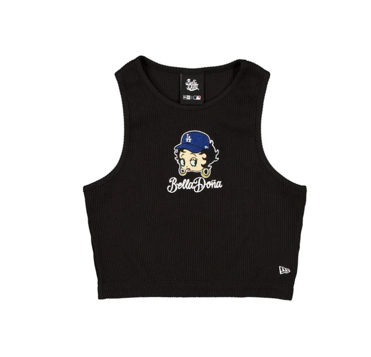 New Era LA Dodgers Women's New Era x Bella Dona Betty Boop Black Cropped Ribbed Tank Top