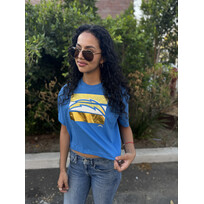 New Era Chargers Women's NE Primary Logo Foil Blue Crew SS Crop Tee