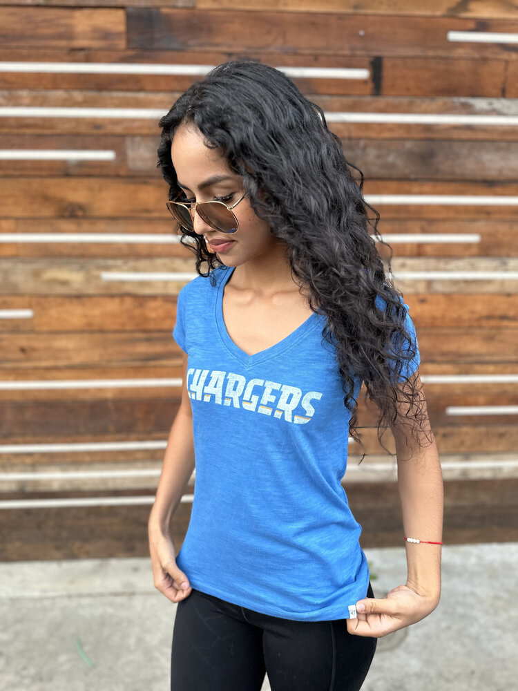 47 Brand Chargers W '47 Scrum Script V-Neck Lt. Blue