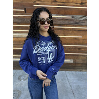 New Era LA Dodgers Women's NE Royal Oversized Mineral Wash Crop Crew Sweater