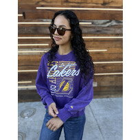 New Era Lakers Women's NE Purple Oversized Mineral Wash Crop Crew Sweater