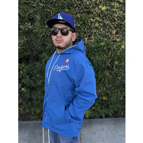 Mitchell and Ness LA Dodgers M&N Hooded Coaches Jacket Royal