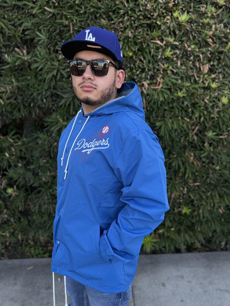 Mitchell and Ness LA Dodgers M&N Hooded Coaches Jacket Royal
