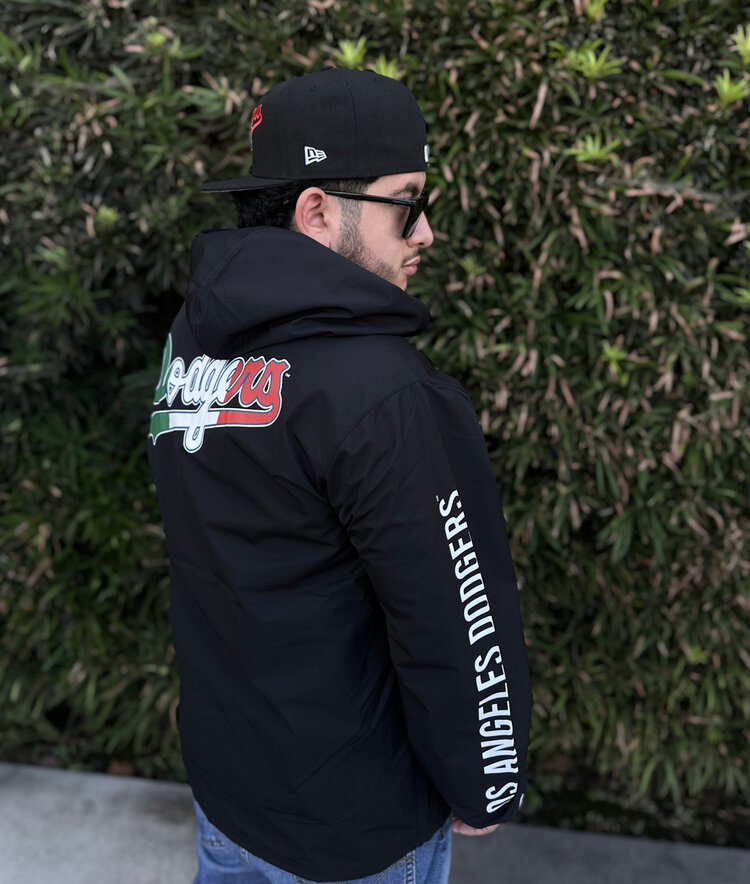 Mitchell and Ness LA Dodgers M&N Hooded Coaches Jacket Black Mexico Colors