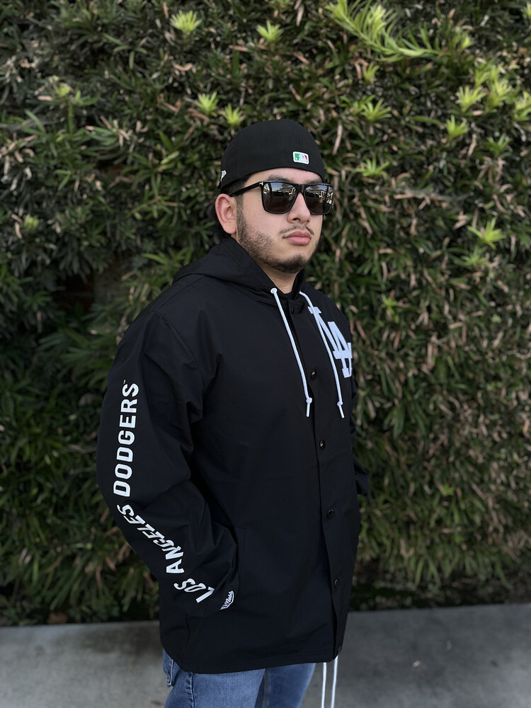 Mitchell and Ness LA Dodgers M&N Hooded Coaches Jacket Black Mexico Colors