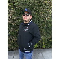 New Era LA Dodgers Men's NE Black Throwback Nylon Full-Zip Jacket