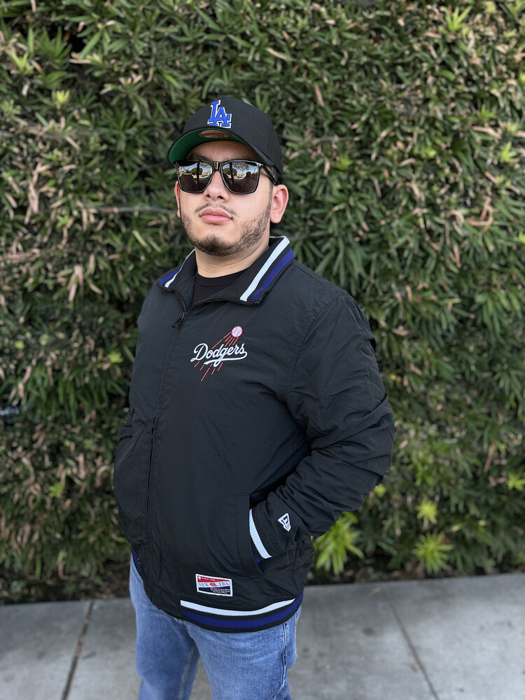 New Era LA Dodgers Men's NE Black Throwback Nylon Full-Zip Jacket