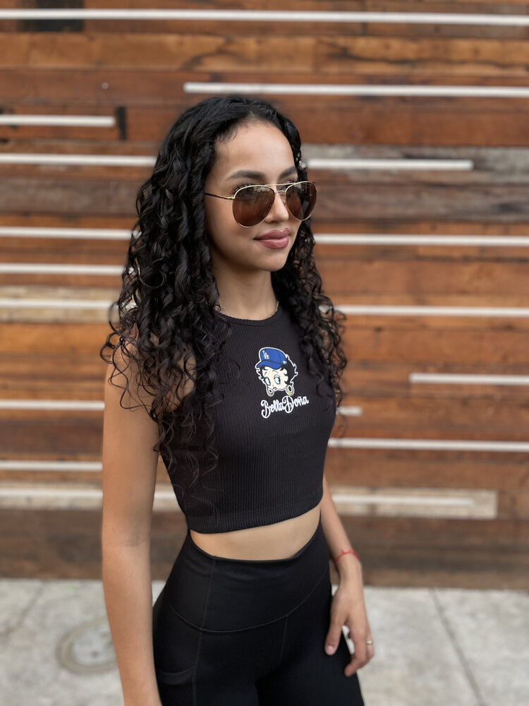 New Era LA Dodgers Women's New Era x Bella Dona Betty Boop Black Cropped Ribbed Tank Top