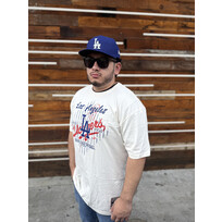Mitchell and Ness LA Dodgers M&N Pinstripe Lockup Tee Off White