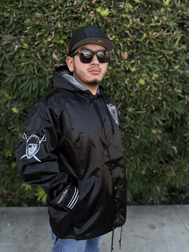 Mitchell and Ness Raiders Men's M&N Downtown Collection Satin Coaches Hooded Jacket