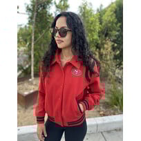 New Era 49ers Women's NE Varsity Wool Button Snap Jacket Red/Black