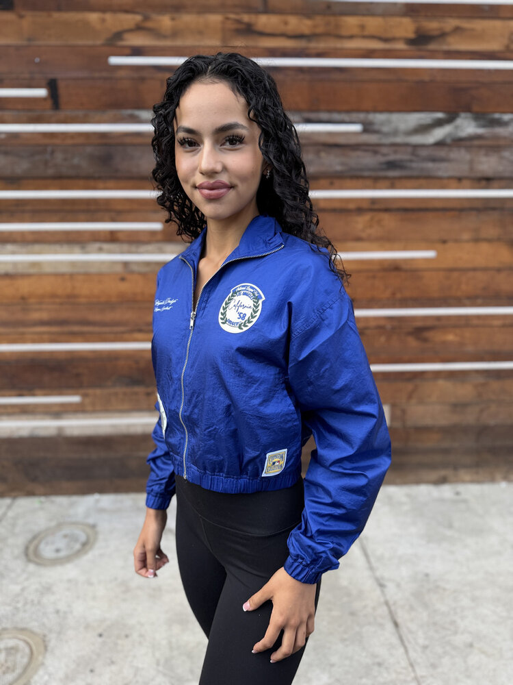 Mitchell and Ness LA Dodgers M&N Women's Crop Nylon Full-Zip Patch Jacket Royal