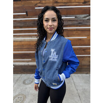 Mitchell and Ness LA Dodgers M&N Women's Blue Denim Varsity Jacket