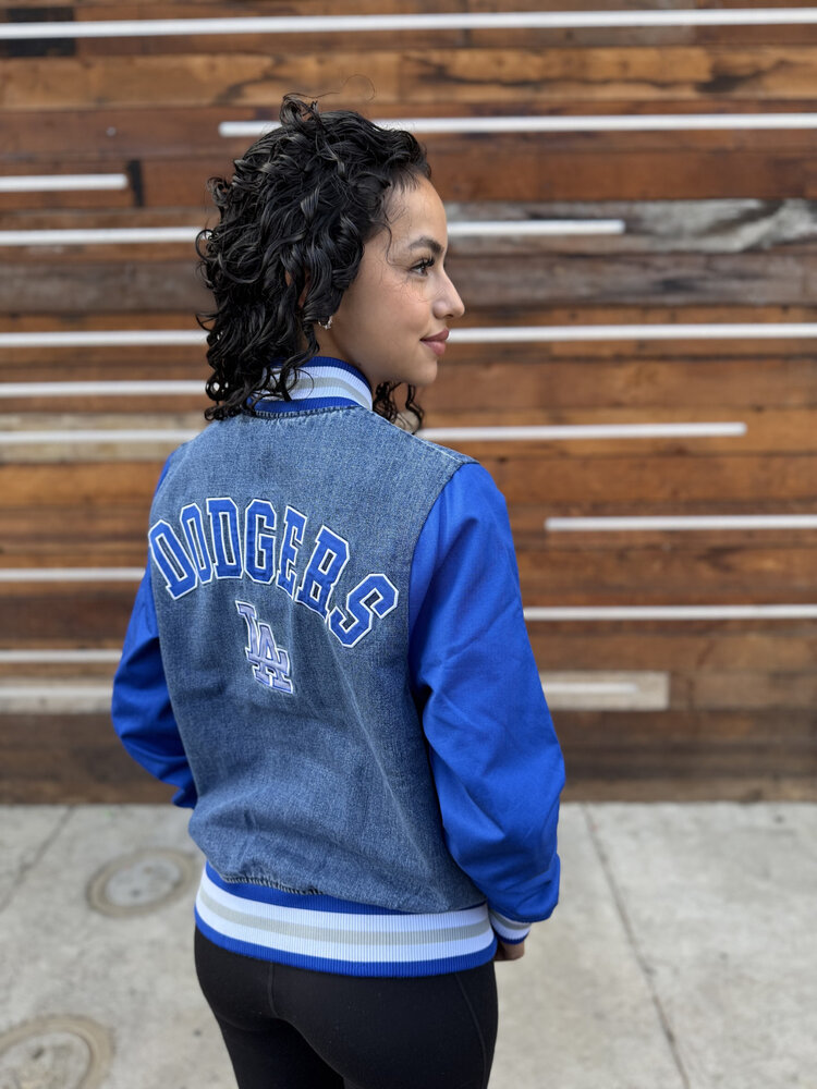 Mitchell and Ness LA Dodgers M&N Women's Blue Denim Varsity Jacket